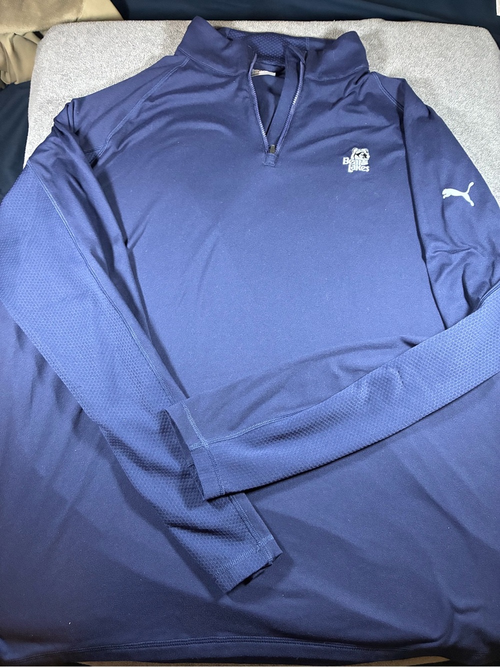 Puma Men's Navy Blue Long-Sleeve Quarter Zip Pullover